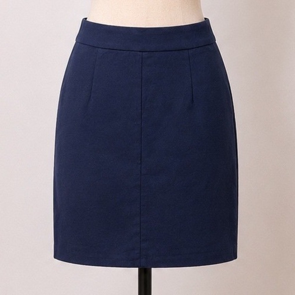Milly of New York Womens Navy Blue Cotton Blend Tailored Mini Skirt‎ Size 8 USA